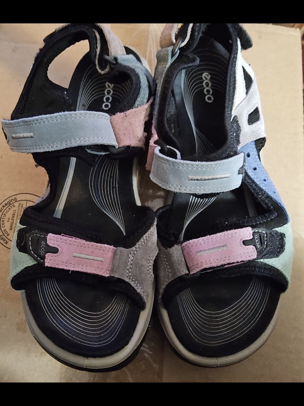 ECCO Kids Multicolor Suede Sport Sandals - Pink, Blue, Gray, Black